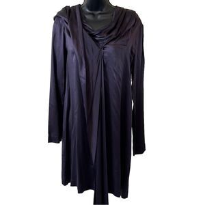 VANESSA BRUNO FRENCH DESIGNER SILK RUNWAY DRESS W/ HOOD SHAWL COLLAR